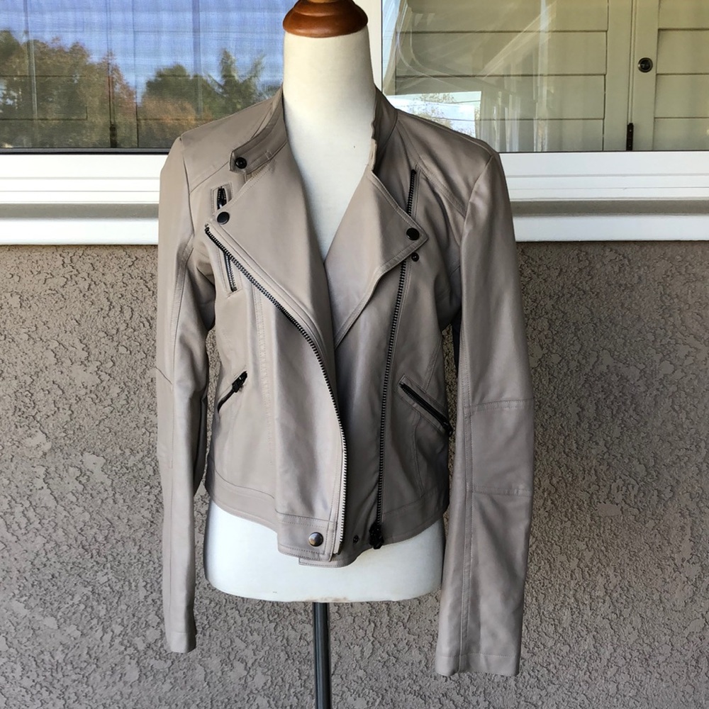 Pleather tan biker jacket